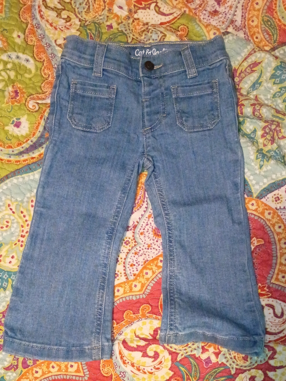Cat & Jack Girls' Medium Blue Wide Leg Denim Jeans